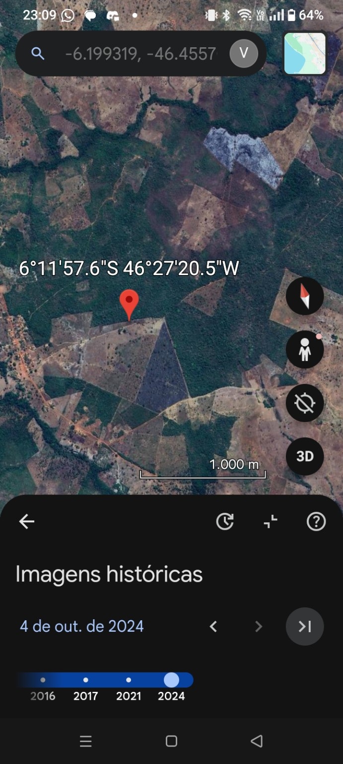 Print histórico de imagem de satélite da coordenada -6.199319, -46.4557 em escala regional